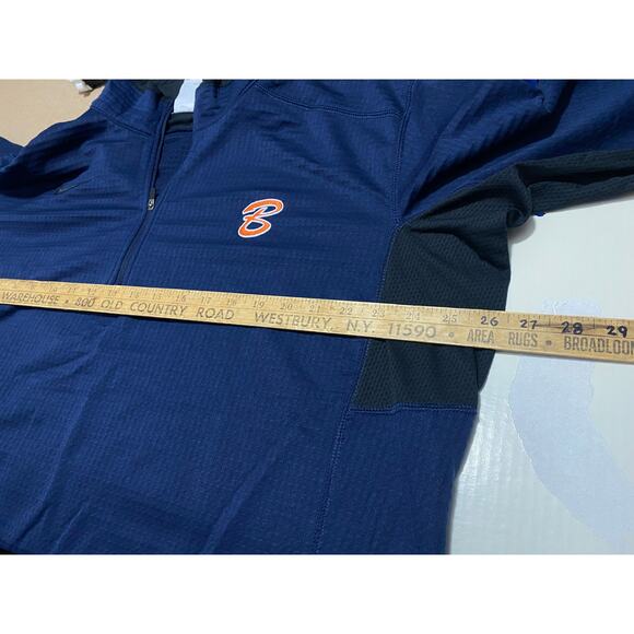 Nike Quarter-Zip Pullover Size XL Navy Blue Textured Fabric Orange “B” Logo NWT - Picture 8 of 9